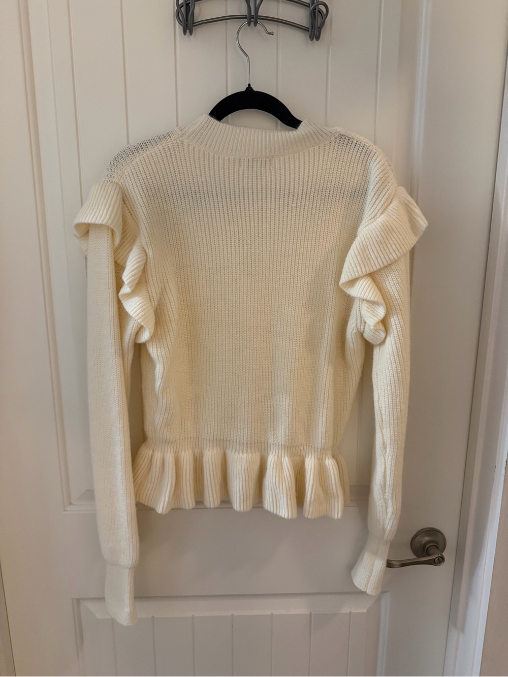 Fate Cream Ruffle-Trim V-Neck Cardigan - Picture 5 of 6